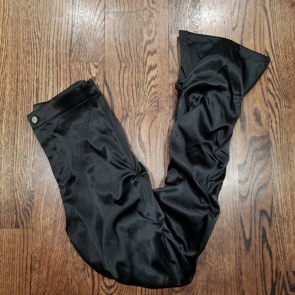 Maniere De Voir Leather Flared Trousers Black High Rise Pants Size 4 - Picture 6 of 11